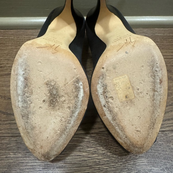 Giuseppe Zanotti Black Satin Embellished Peep-Toe Heels - Picture 8 of 11